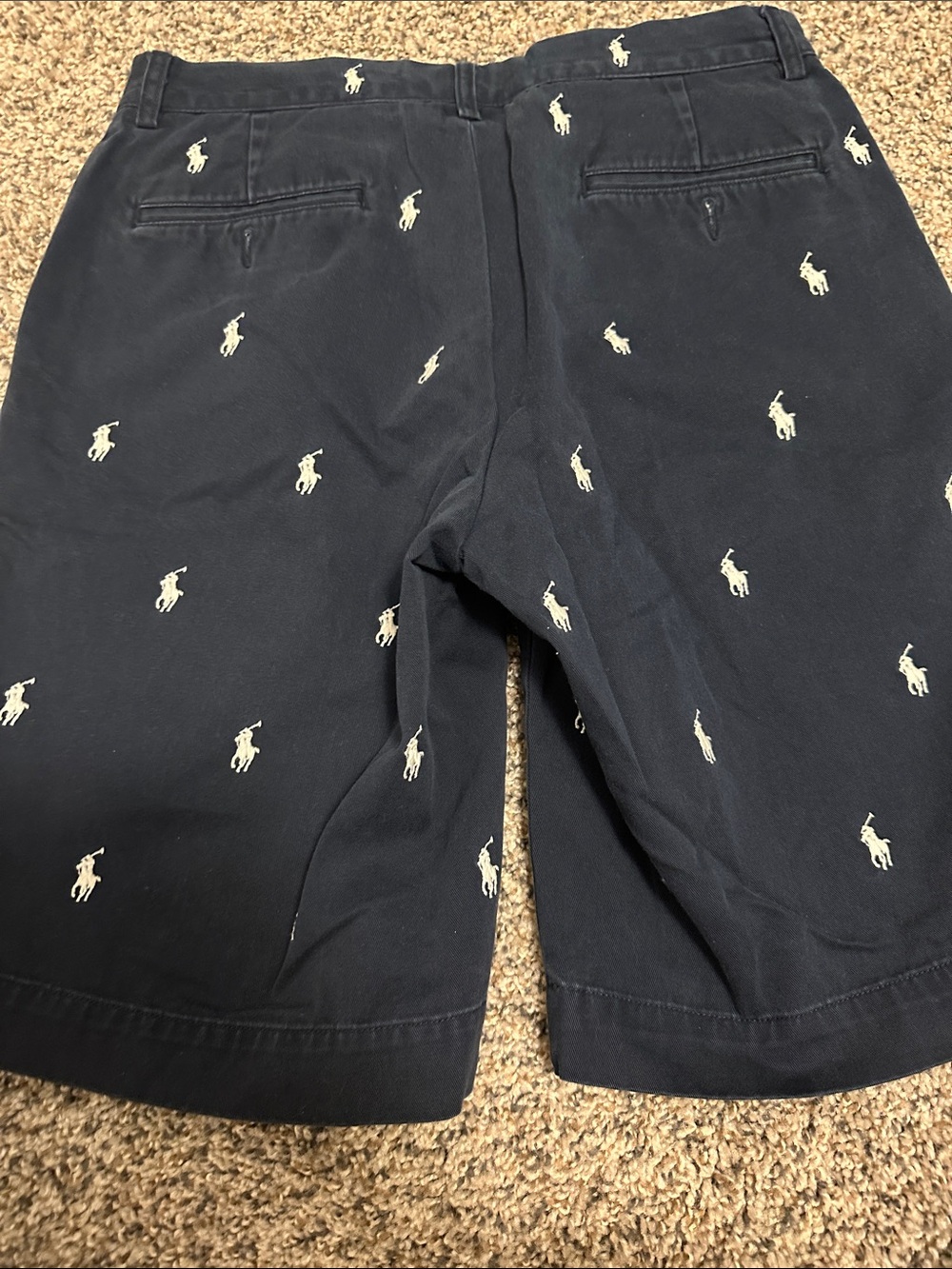 Ralph Lauren Navy Shorts with White Polo Pony Embroidery - Picture 2 of 6